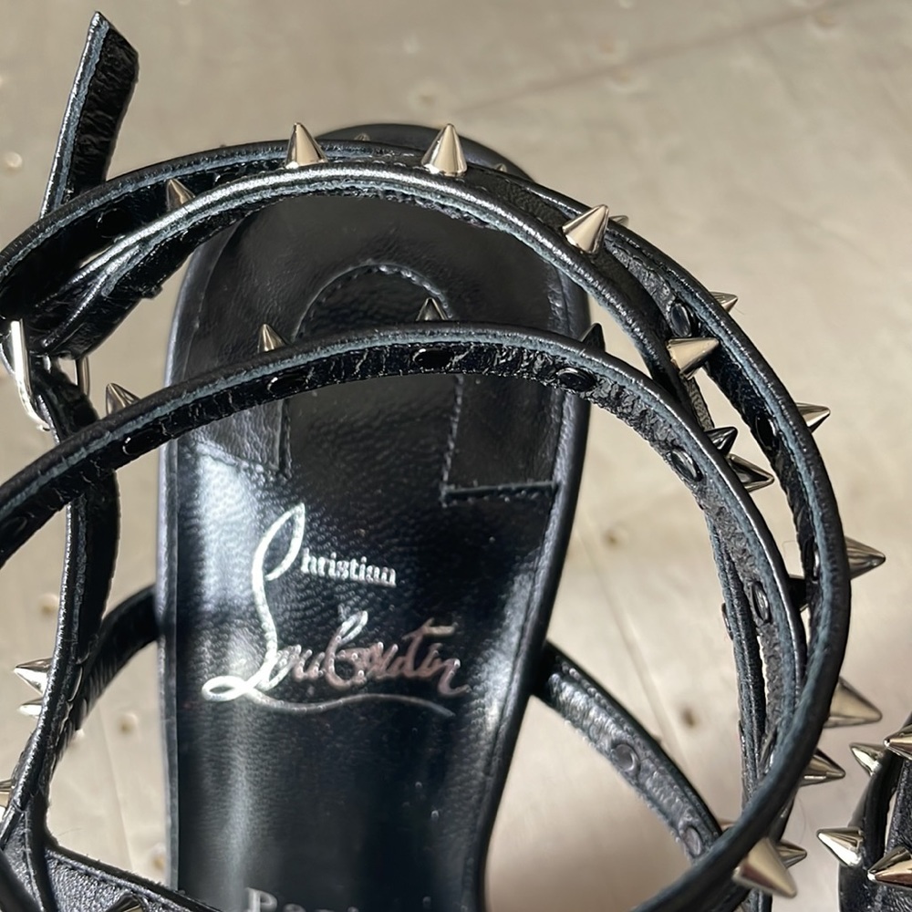 Christian louboutin bombina spike black stiletto sandal 100mm sz 37.5 - Picture 4 of 11